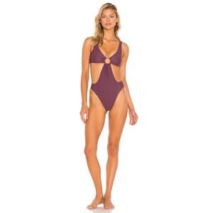 ARO Swim Bonita One Piece Bikini Monokini Swimsuit M Ring Accent Berry Rib NWt